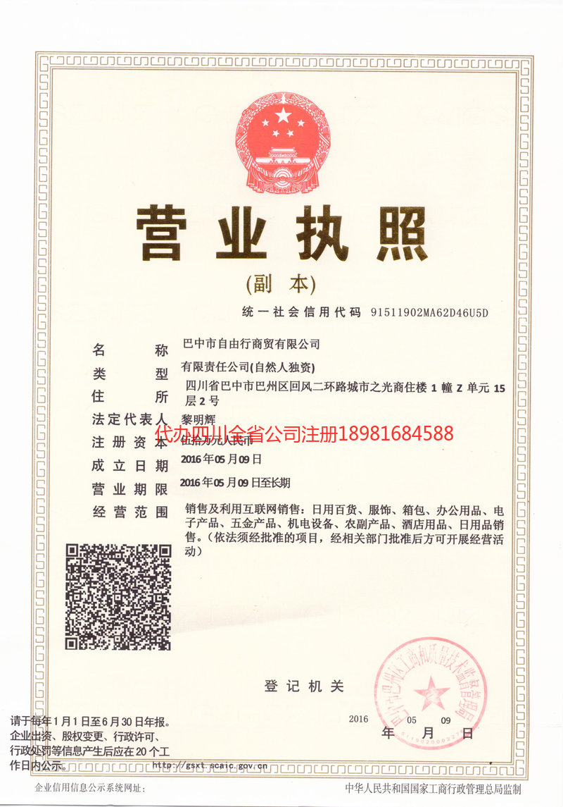 龙海龙海自由行商贸有限公司